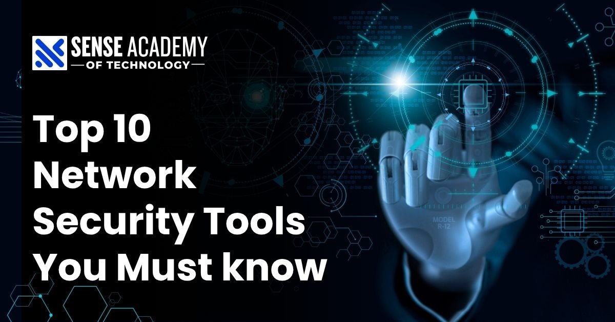 A computer screen displaying network security features is touched by a robot hand.