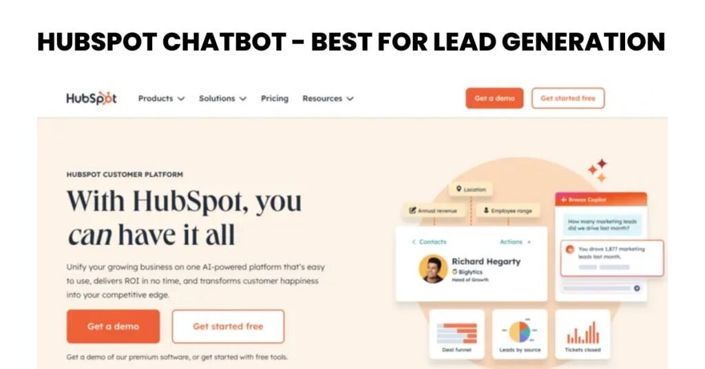 Picture showing "HubSpot Chatbot - Best for Lead Generation"